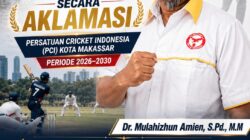 Terpilih Aklamasi, Dr. Mulahizhun Amien Pimpin Persatuan Cricket Indonesia Kota Makassar Masa Bakti 2026–2030