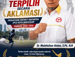 Terpilih Aklamasi, Dr. Mulahizhun Amien Pimpin Persatuan Cricket Indonesia Kota Makassar Masa Bakti 2026–2030